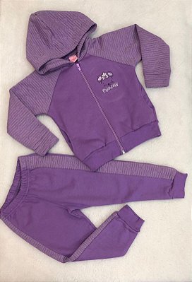 Conjunto Infantil Feminino Moletom Aberto Violeta com Zíper